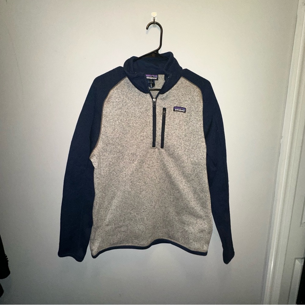 Patagonia Mens Quarter Zip In Oar Tan, Size Medium